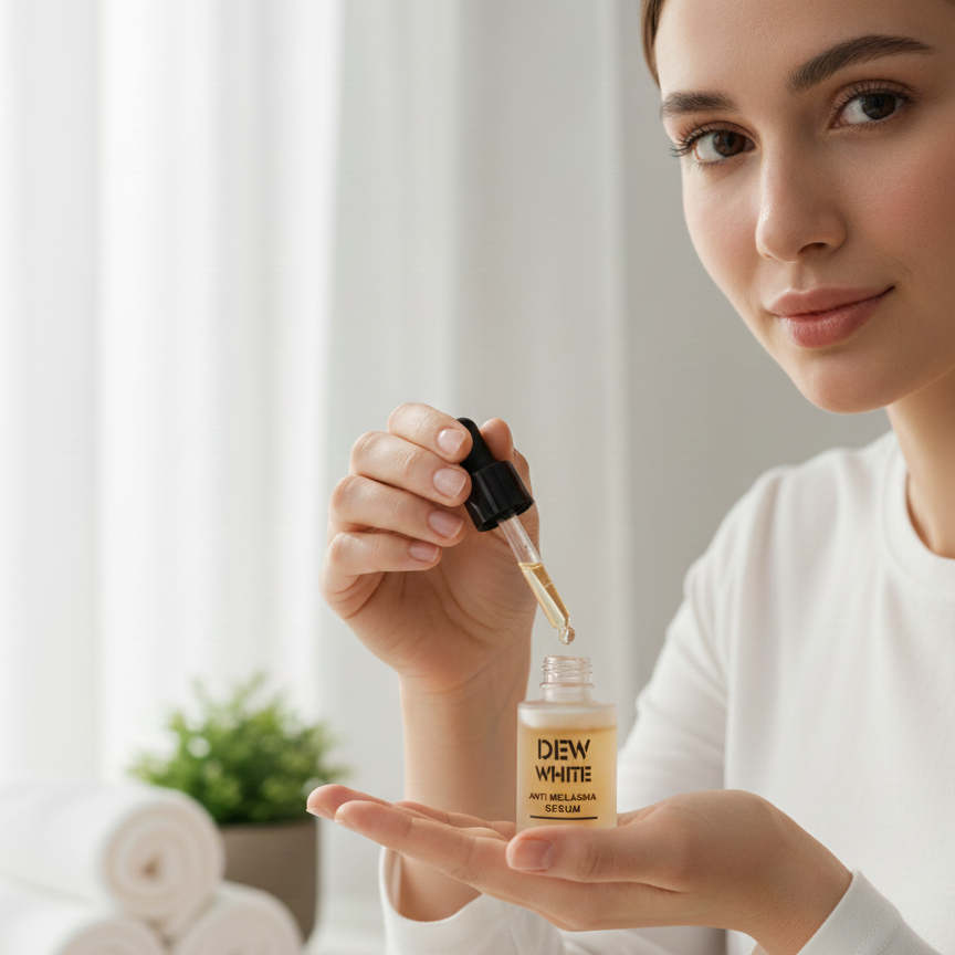 Dew White Anti Melasma Serum Gentle Formula Reduces Dark Spots Improves Skin Tone Provides Radiant Glow And Smooth Texture For Daily Use - 30ml View Gallery - Pakistan