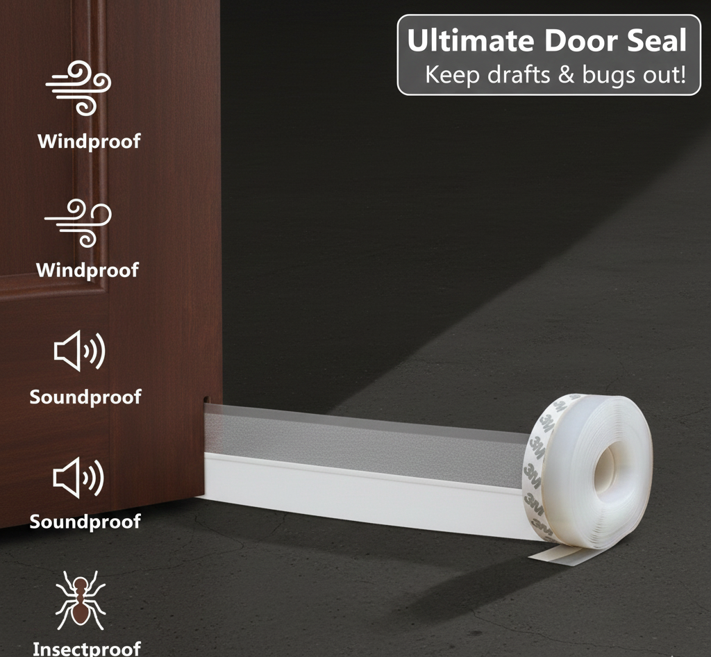 5 Meter Door Seal Tape – Strong Adhesive Weatherproof Strip for Doors &amp; Windows | Soundproof, Dustproof, Anti-Draft &amp; Easy Installation