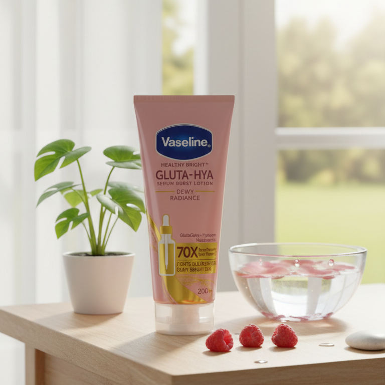 Original Vaseline Healthy Bright Gluta-Hya Dewy Radiance Lotion for glowing, hydrated, radiant skin. 200ML View Gallery - Pakistan
