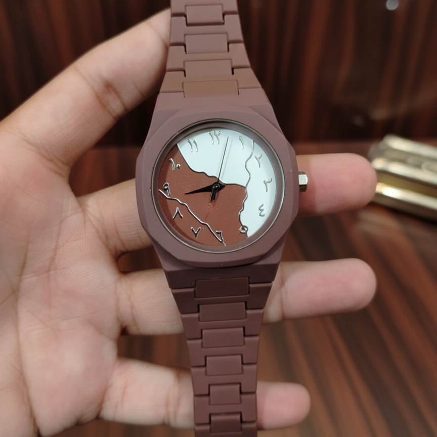 Brown And White Aura Watch Elegant Stylish Design Durable Build Comfortable Strap Clear Display Perfect For Daily Wear And Special Occasions View Gallery - Pakistan