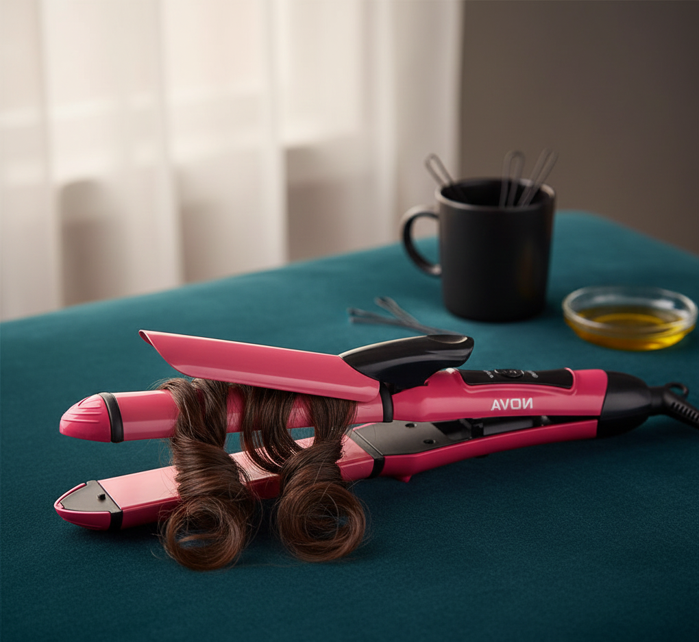 Nova 2-In-1 Hair Straightener & Curler NH-2009 – Quick Heat-Up Ceramic Plates for Sleek Straightening & Effortless Curls | Portable Dual-Use Styling Tool View Gallery - Pakistan