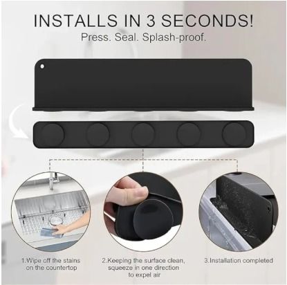 Silicone Sink Splash Guard With Suction – Flexible Water Splash Stopper for Kitchen & Bathroom Faucets, Countertops & Cleaning Protection (Random Color) View Gallery - Pakistan