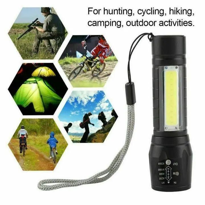Green Box Zoomable Rechargeable Flashlight Durable Design Adjustable Focus Bright Light Easy Charging For Indoor And Outdoor Use (Random Color) View Gallery - Pakistan