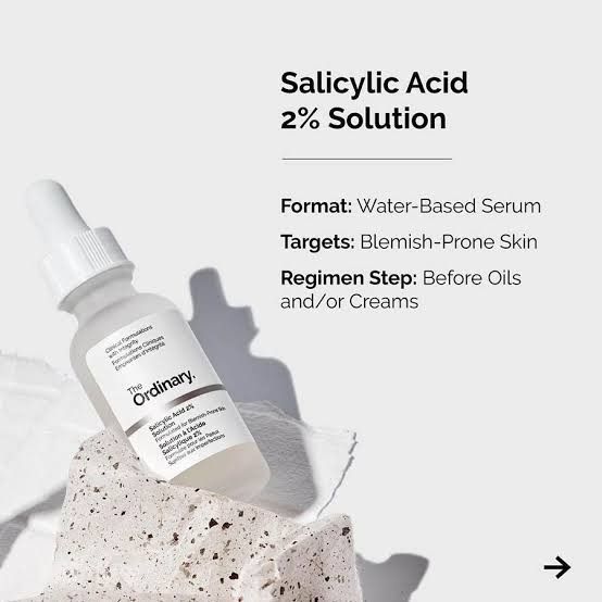 The Ordinary Salicylic Acid 2% Solution, a water-based serum designed for blemish-prone and oily skin.30ML-Imported Quality