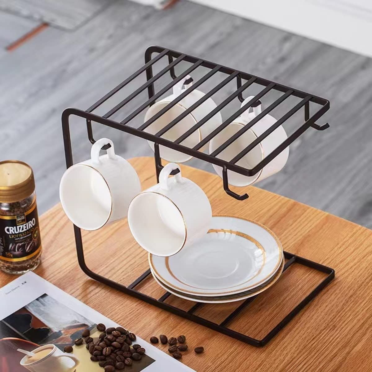Metal Mug Stand Holder Tree Rack – Modern Space-Saving Mug Organizer with Smooth Hooks for Kitchen & Coffee Corner Decor View Gallery - Pakistan