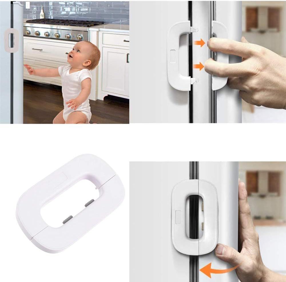 Child Safety Refrigerator Lock – Self Adhesive Fridge And Freezer Door Lock With Double Safety Button View Gallery - Pakistan