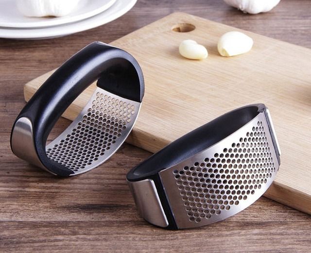 Manual Garlic Press Rocker with Handle – Stainless Steel Garlic Crusher, Squeezer, Slicer & Mincer | Easy Handheld Chopper Kitchen Gadget Tool View Gallery - Pakistan