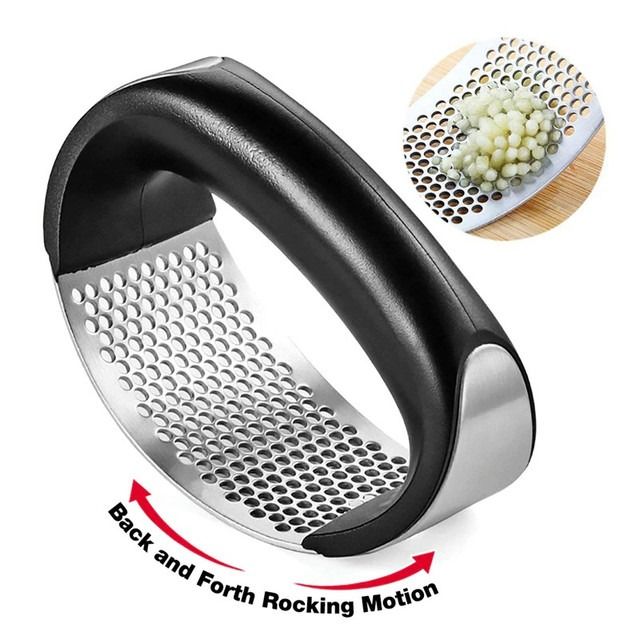 Manual Garlic Press Rocker with Handle – Stainless Steel Garlic Crusher, Squeezer, Slicer & Mincer | Easy Handheld Chopper Kitchen Gadget Tool View Gallery - Pakistan