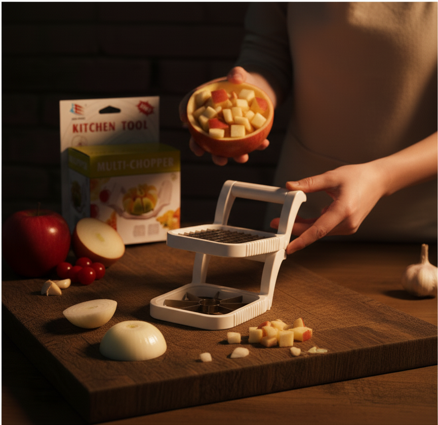 Multi-Chopper 3 in 1 Apple, Fruit & Potato Slicer – Heavy-Duty Stainless Steel Cutter for Quick, Even Slicing | Kitchen Gadget for Fast Food Prep View Gallery - Pakistan