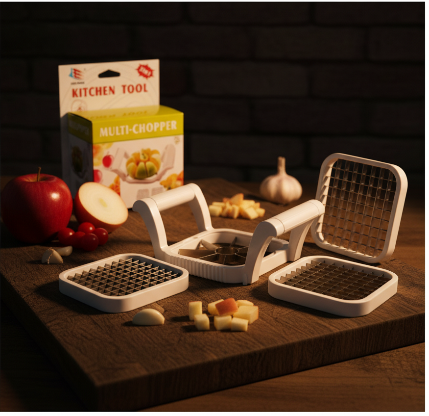 Multi-Chopper 3 in 1 Apple, Fruit & Potato Slicer – Heavy-Duty Stainless Steel Cutter for Quick, Even Slicing | Kitchen Gadget for Fast Food Prep View Gallery - Pakistan