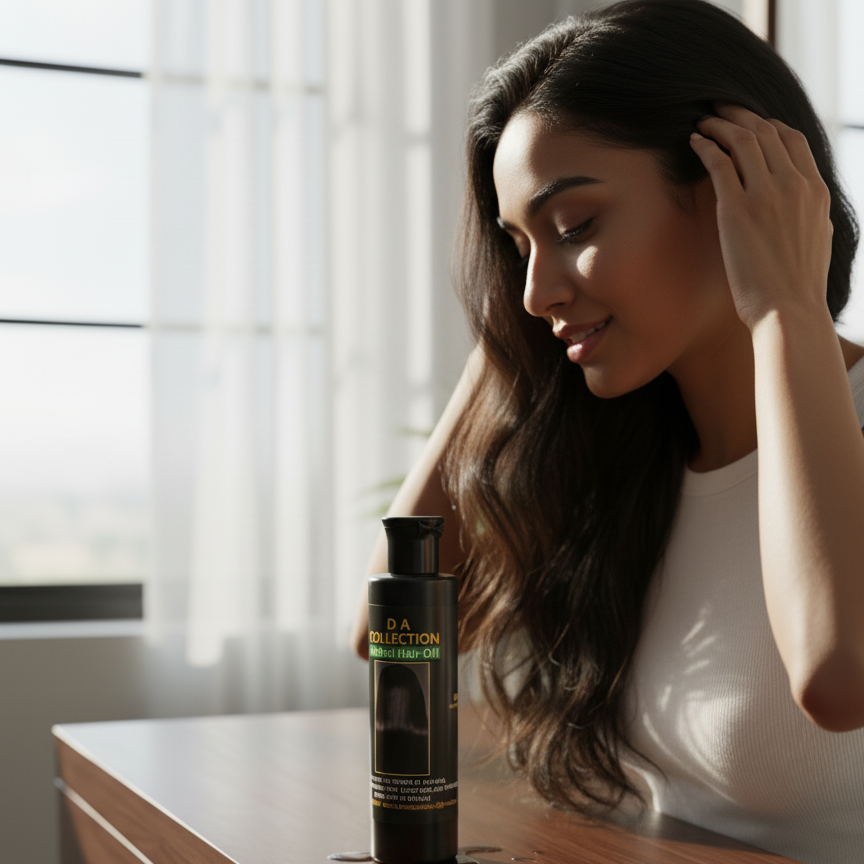 Herbal Hair Oil Natural Blend Of Oils And Herbs Nourishes Scalp Reduces Dandruff Strengthens Roots And Adds Shine - 200ml View Gallery - Pakistan