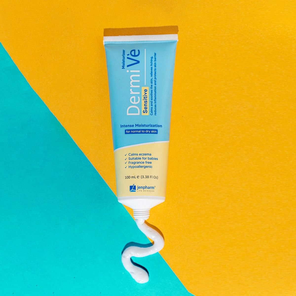 Jenpharm Dermive Sensitive Moisturizer 100ml | Gentle, Hydrating, Non-Greasy Cream for Dry, Irritated & Sensitive Skin | Ceramides + Hyaluronic Acid Formula View Gallery - Pakistan