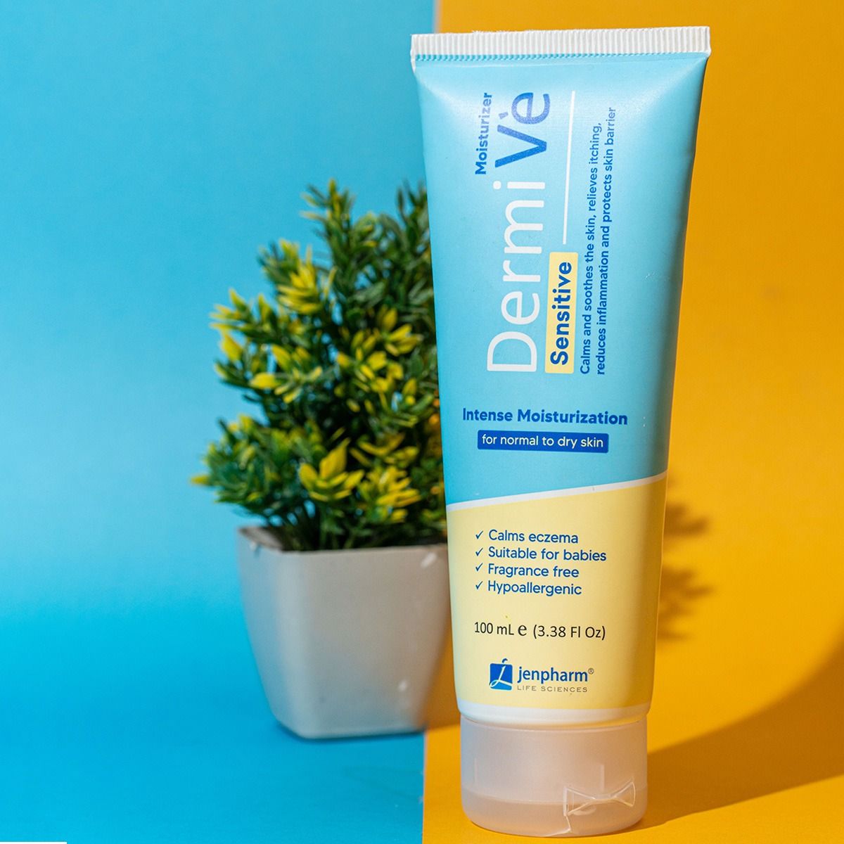 Jenpharm Dermive Sensitive Moisturizer 100ml | Gentle, Hydrating, Non-Greasy Cream for Dry, Irritated & Sensitive Skin | Ceramides + Hyaluronic Acid Formula View Gallery - Pakistan