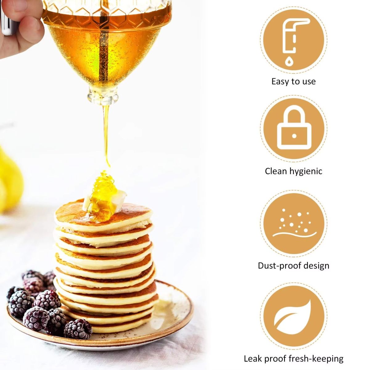 Honey Dispenser 200ML | No-Drip Syrup Pot & Juice Storage Jar | Easy-Pour Bee Design Container for Honey, Maple Syrup, Sauces & Kitchen Use View Gallery - Pakistan