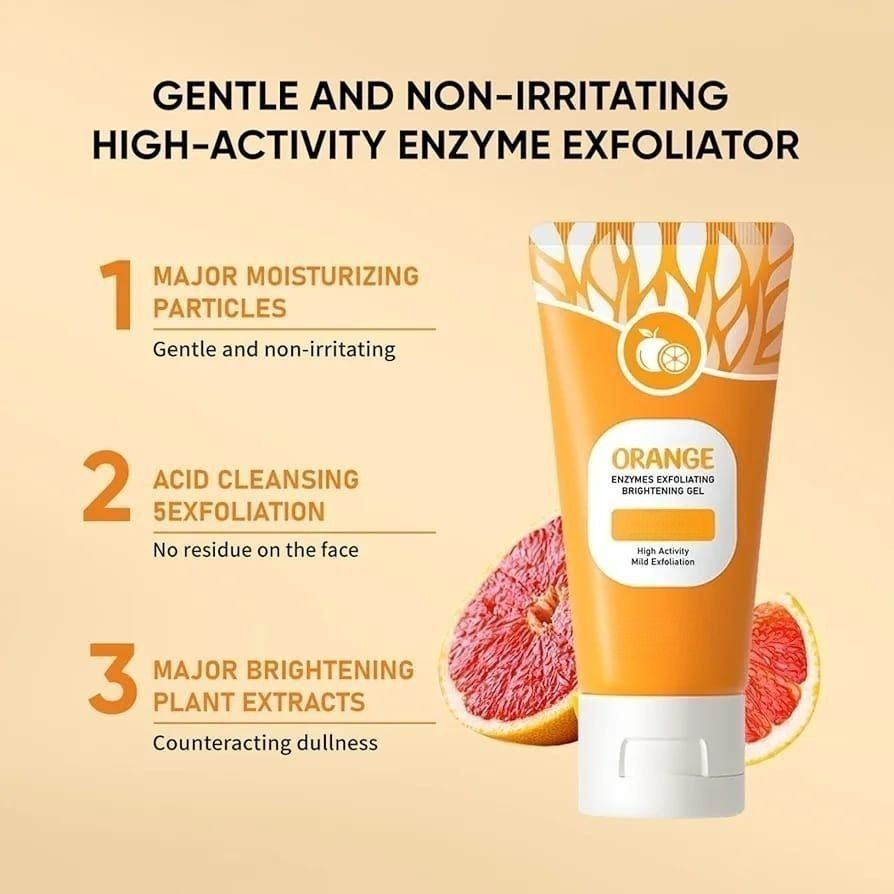 Orange Enzyme Exfoliating Gel | Brightening & Gentle Citrus Enzyme Scrub | Removes Dead Skin, Smooths Texture & Reveals Radiant, Glowing Skin (50gm) View Gallery - Pakistan