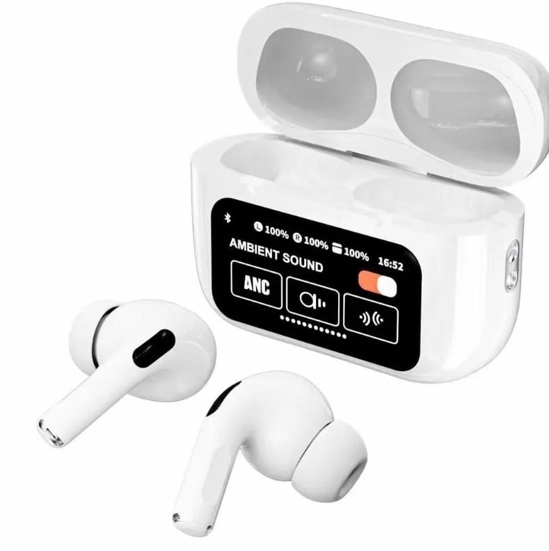 A9 Pro Earbuds With Anc Technology Sleek Matte Black Design Led Indicator Built In Screen And Clear Sound Quality View Gallery - Pakistan