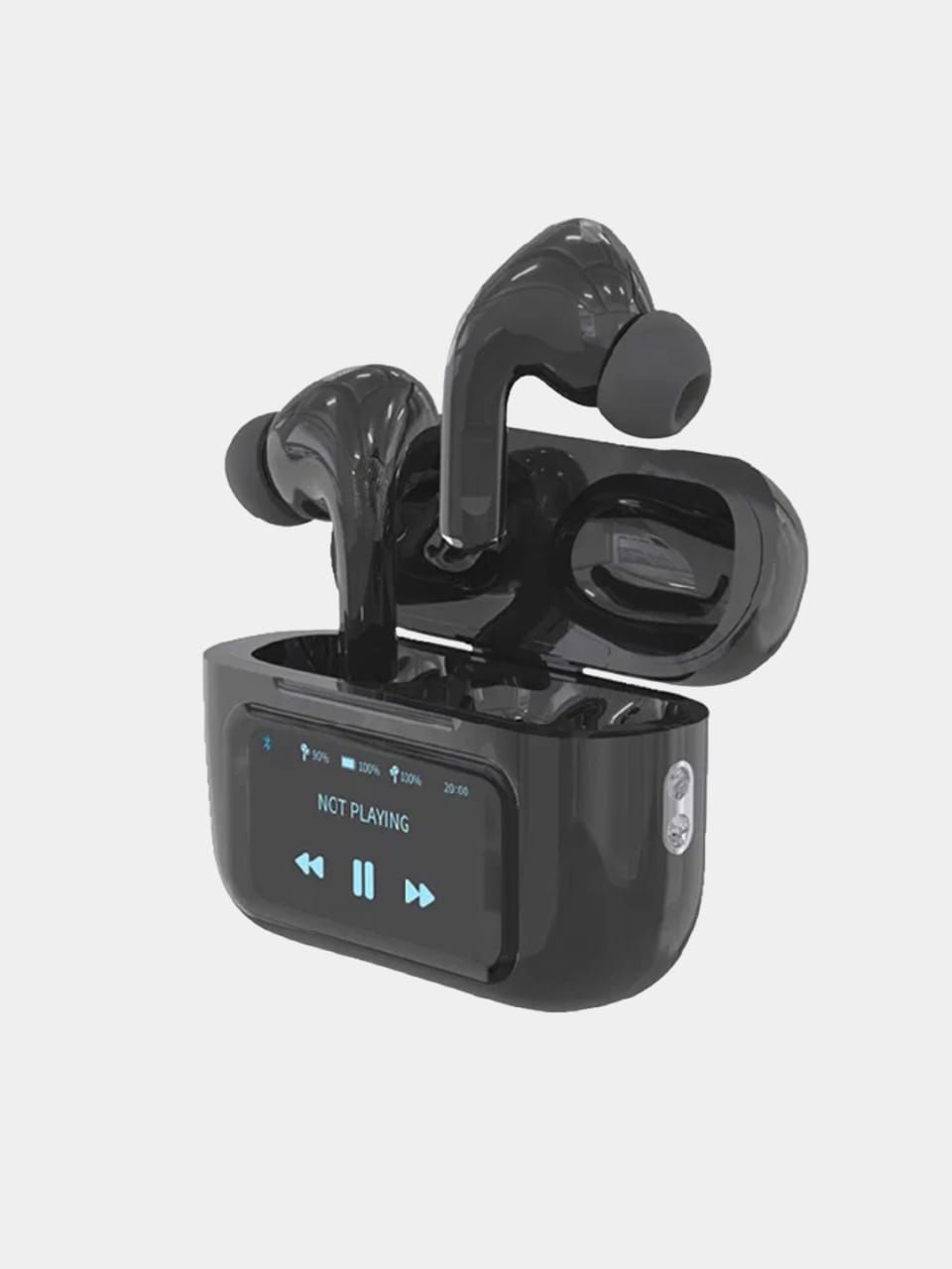 A9 Pro Earbuds With Anc Technology Sleek Matte Black Design Led Indicator Built In Screen And Clear Sound Quality View Gallery - Pakistan