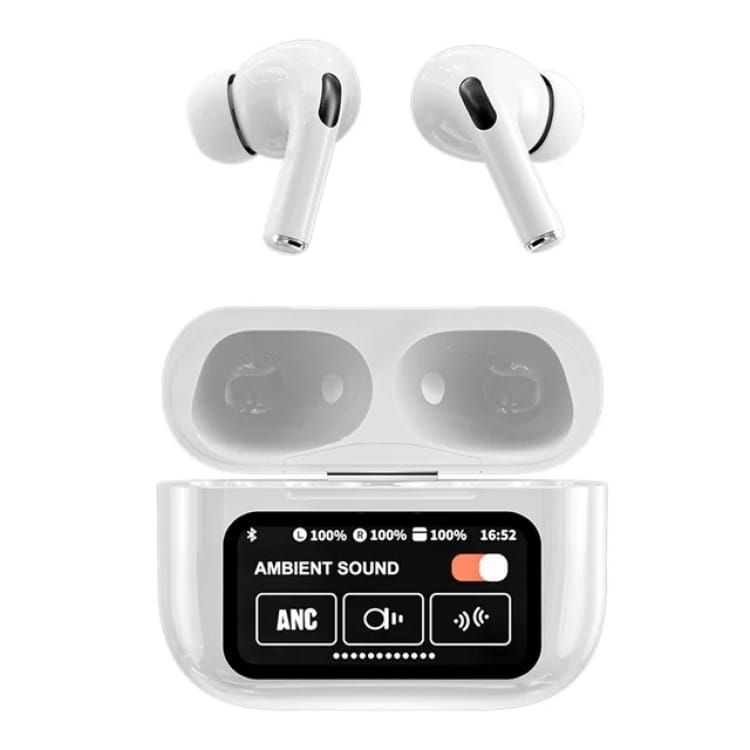 A9 Pro Earbuds With Anc Technology Sleek Matte Black Design Led Indicator Built In Screen And Clear Sound Quality View Gallery - Pakistan