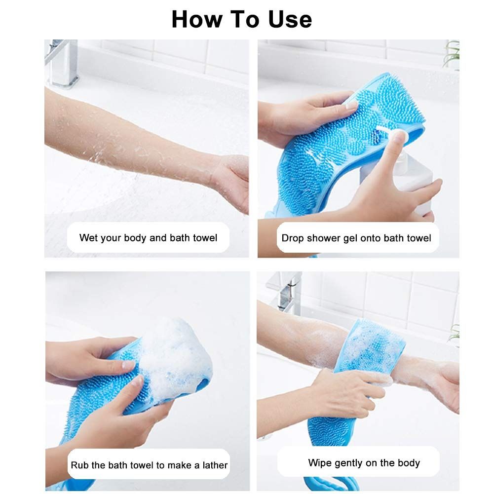 Pack of 2 Silicone Back Scrubber Bath Belts – Double-Sided Exfoliating Body Scrubbers for Gentle, Deep Cleansing & Smooth Skin View Gallery - Pakistan