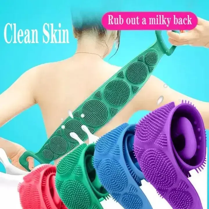 Pack of 2 Silicone Back Scrubber Bath Belts – Double-Sided Exfoliating Body Scrubbers for Gentle, Deep Cleansing & Smooth Skin View Gallery - Pakistan