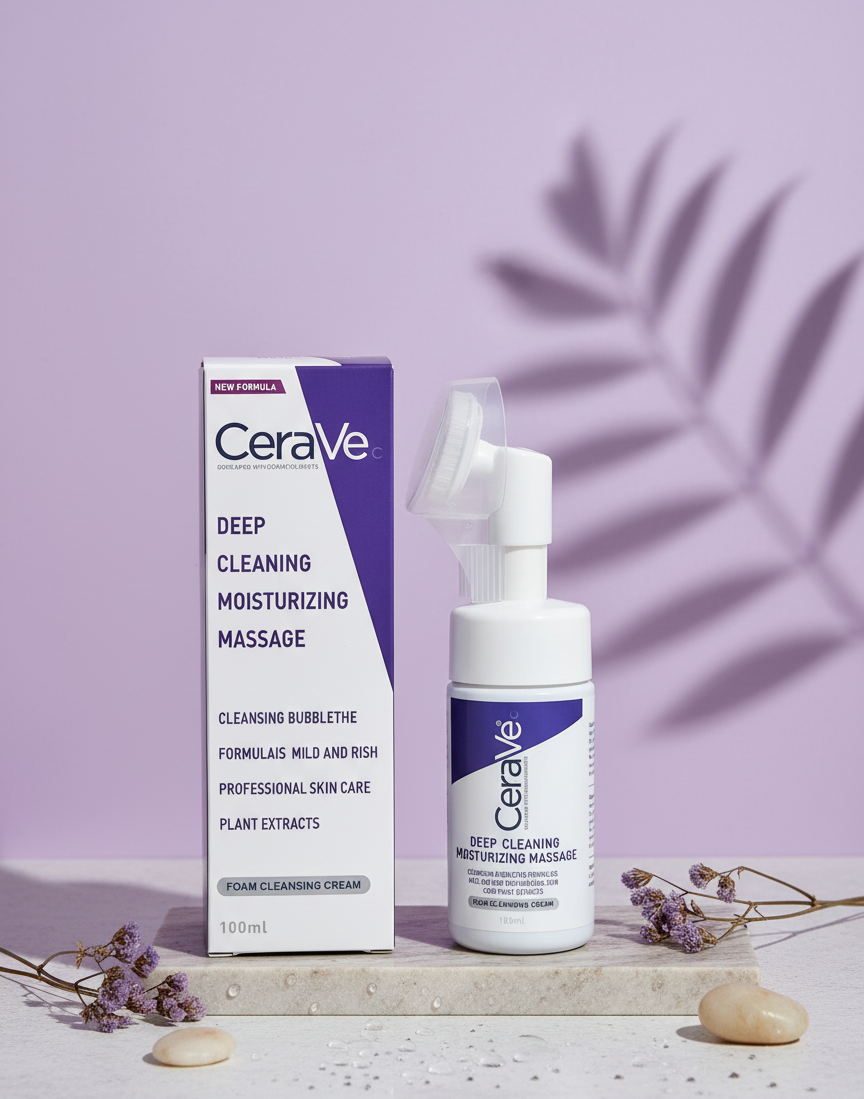CeraVe Deep Cleaning Moisturizing Massage Foam Cleansing Cream – Mild Hydrating Cleanser for Radiant, Fresh &amp; Comfortably Soft Skin