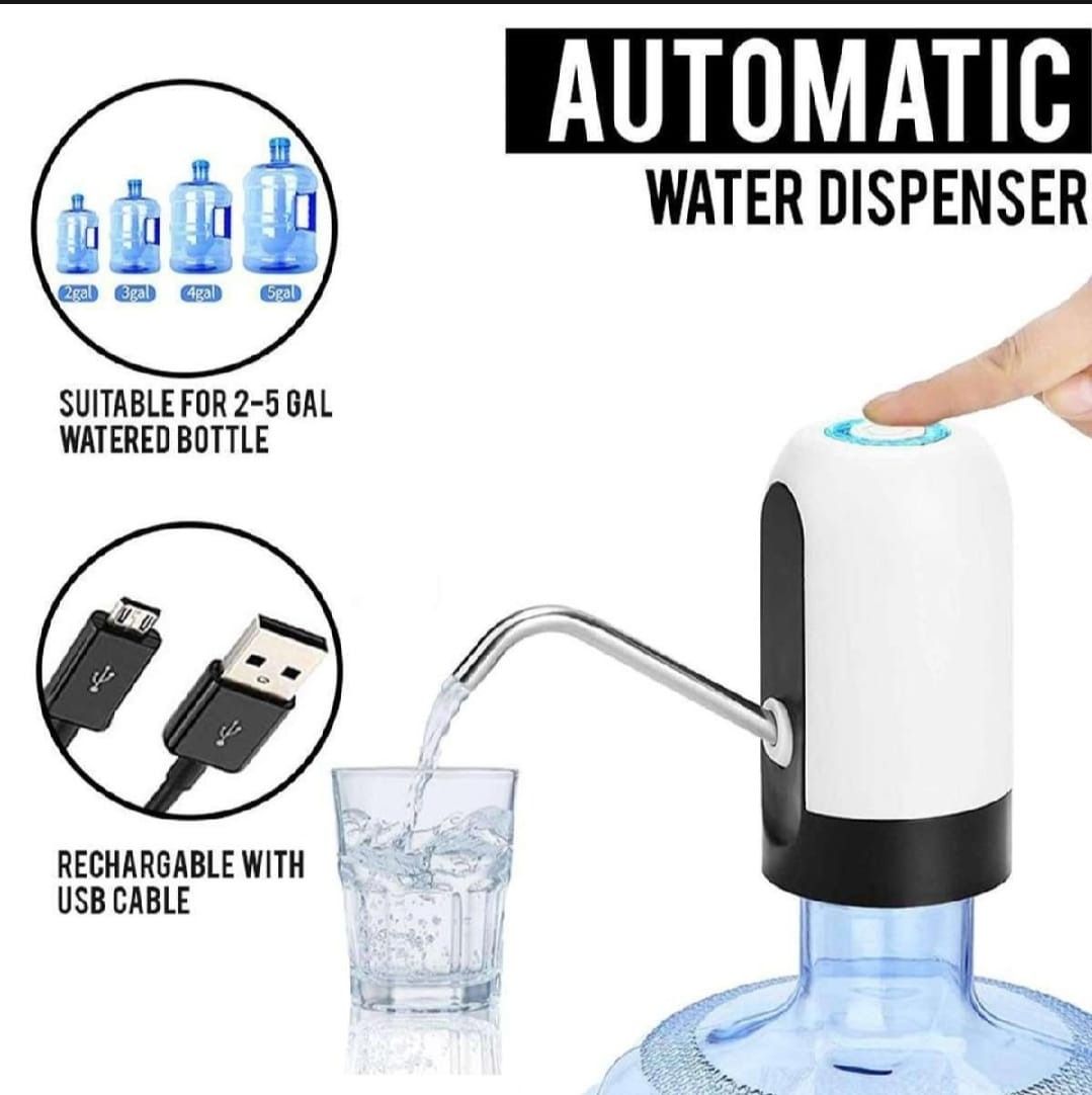 Automatic Electric Water Bottle Pump Dispenser With USB Rechargeable System For Easy One-Touch Water Dispensing At Home, Office And Outdoor Use View Gallery - Pakistan