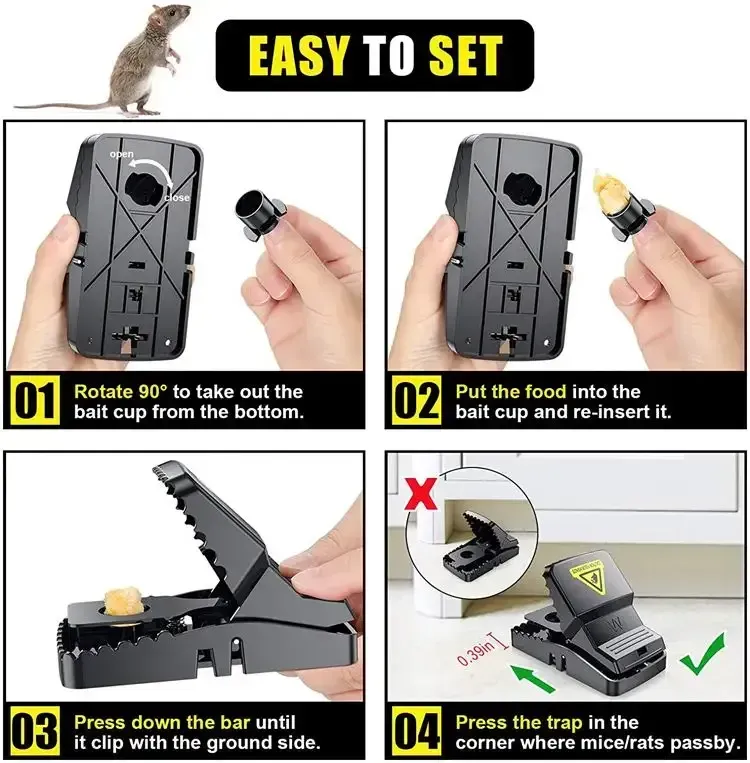 Durable Mouse Trap Pack Of 3 – Reusable Rodent Catcher For Home, Kitchen, And Office Use With Strong Spring Mechanism And Easy Setup View Gallery - Pakistan