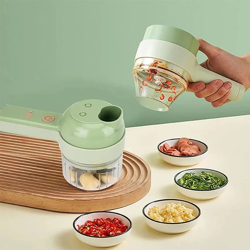 Rechargeable 4 In 1 Electric Vegetable Cutter With Multi-Function Slicer, Chopper, Grinder And Peeler For Fast Kitchen Preparation (Random Color)