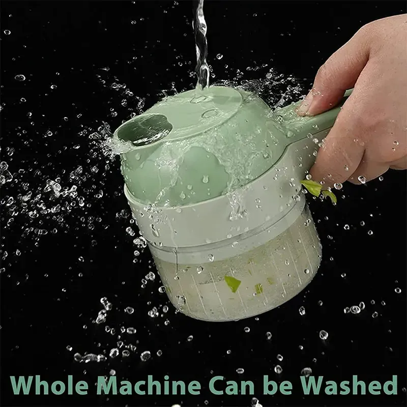 Rechargeable 4 In 1 Electric Vegetable Cutter With Multi-Function Slicer, Chopper, Grinder And Peeler For Fast Kitchen Preparation (Random Color) View Gallery - Pakistan