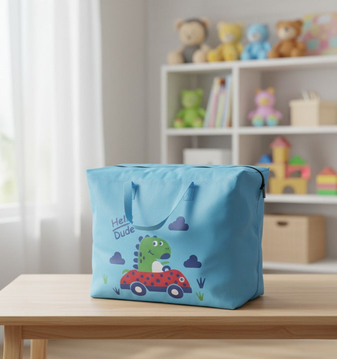 Large Capacity Storage Bag With Cute Dinosaur Print – Foldable, Durable, And Perfect For Toys, Clothes, And Everyday Organization (Random Color)