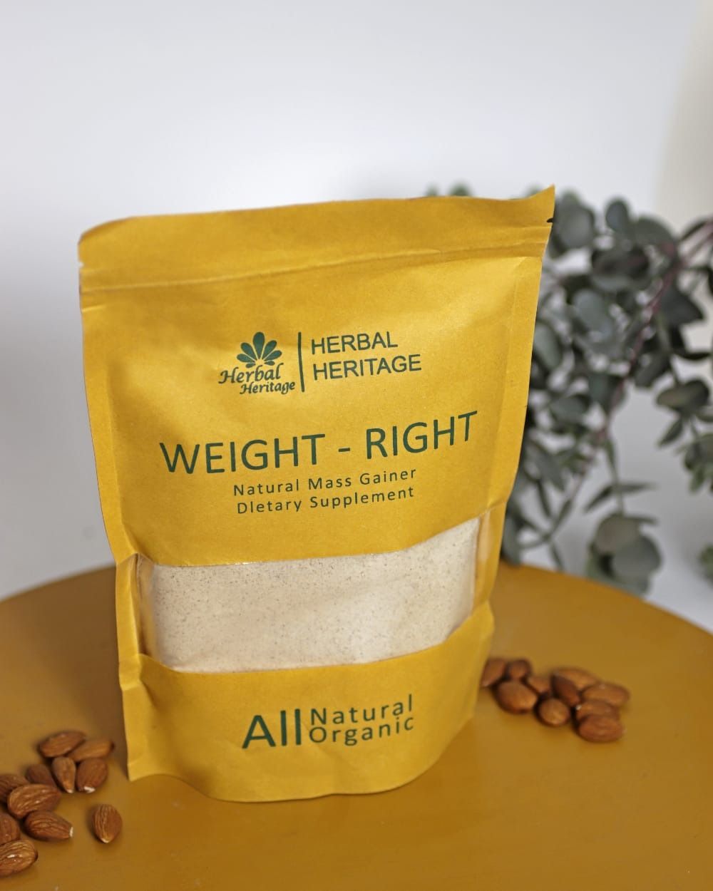 Herbal Heritage WEIGHT-RIGHT Natural Mass Gainer – Organic Dietary Supplement for Healthy Weight Gain (80g)