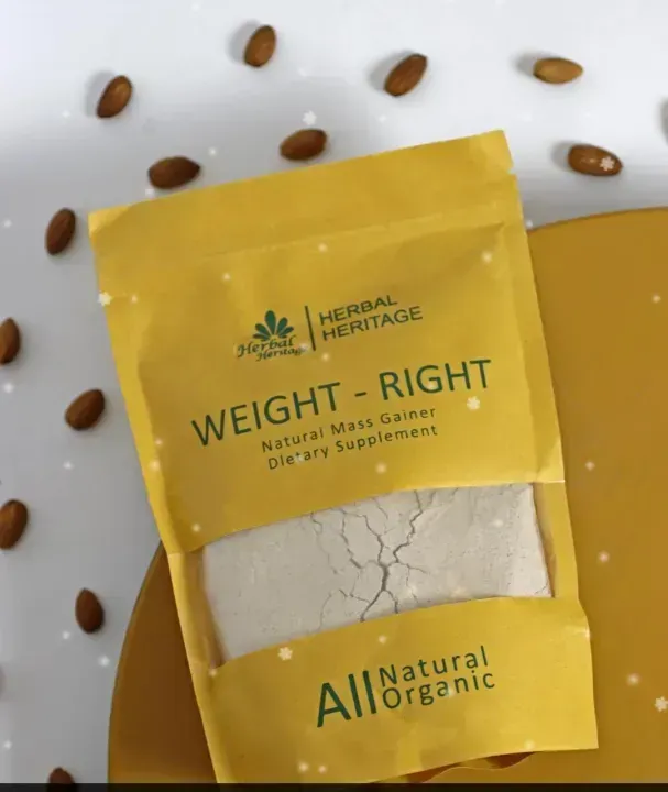 Herbal Heritage WEIGHT-RIGHT Natural Mass Gainer – Organic Dietary Supplement for Healthy Weight Gain (80g) View Gallery - Pakistan
