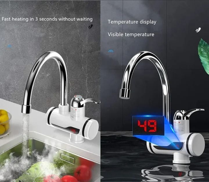 Electric Kitchen Instant Water Heater Tap – Instant Hot Water Faucet | Fast Heating Tankless Faucet View Gallery - Pakistan