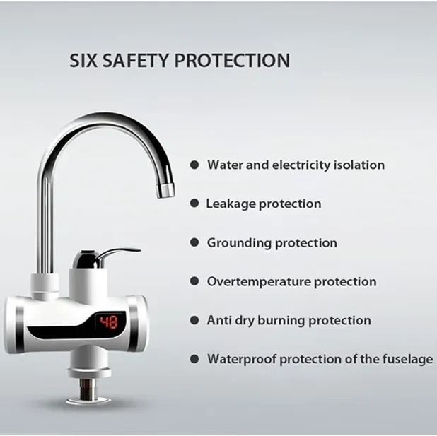 Electric Kitchen Instant Water Heater Tap – Instant Hot Water Faucet | Fast Heating Tankless Faucet View Gallery - Pakistan