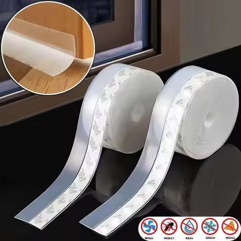 Silicone Door Draft Stopper &amp; Window Seal Strip | Weatherproof, Dustproof &amp; Noise-Reducing Silicone Gap Seal for Doors, Windows &amp; Shower Spaces