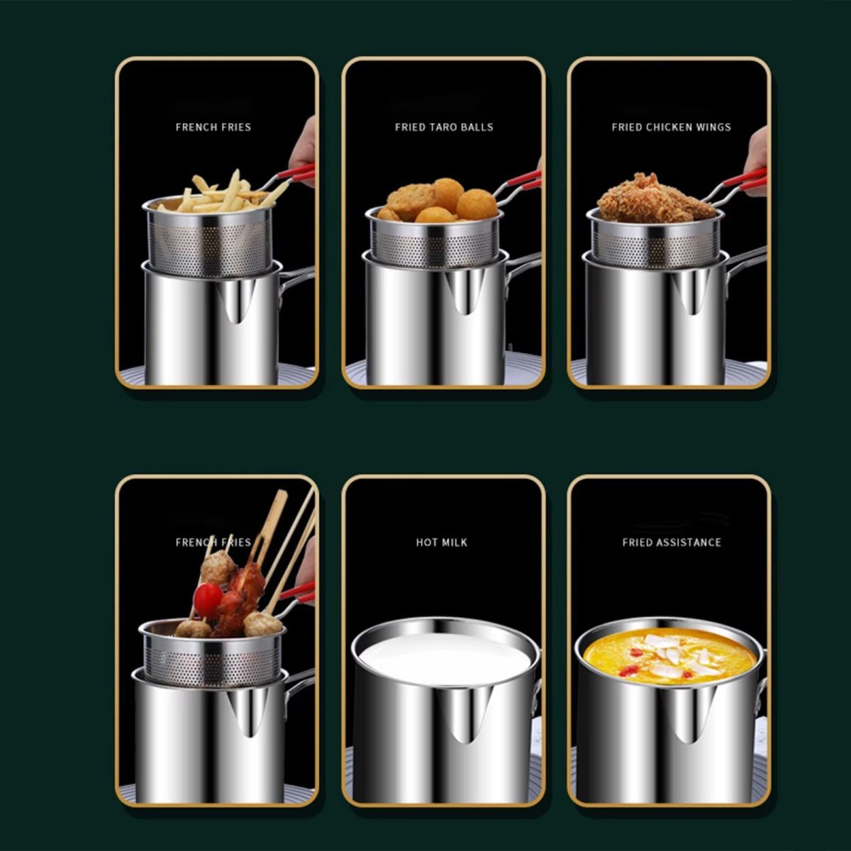 Stainless Steel Deep Fryer Pot with Strainer | Heavy-Duty 1200ML Oil Capacity Frying Pan | Safe, Durable & Efficient Kitchen Cooking Tool View Gallery - Pakistan
