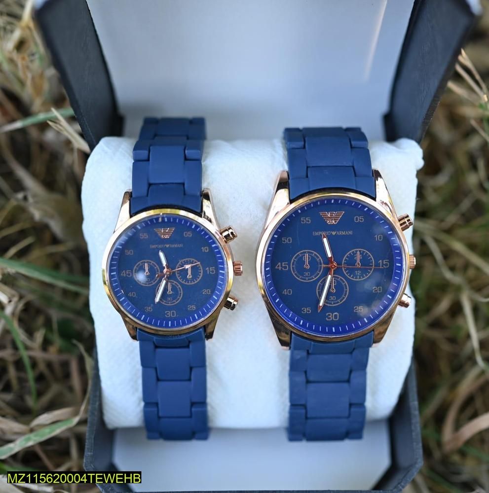 Elegant Couple Watch Set | Matching Men’s & Women’s Wristwatches | Stylish Analog Timepieces for Couples – 2 Pc Gift Set View Gallery - Pakistan