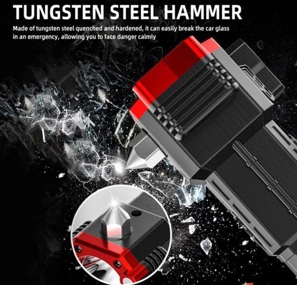 High-Power LED Torch Light Rechargeable Flashlight With Multifunctional Tactical Hammer And Power Bank Feature With Box (Random Color) View Gallery - Pakistan