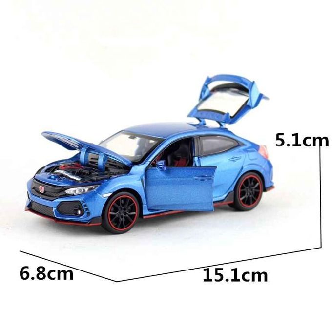 Honda Civic Type-R Racer Die-Cast Model Car | 6-Inch Alloy Toy Car with Sensor Touch (Random Color) View Gallery - Pakistan