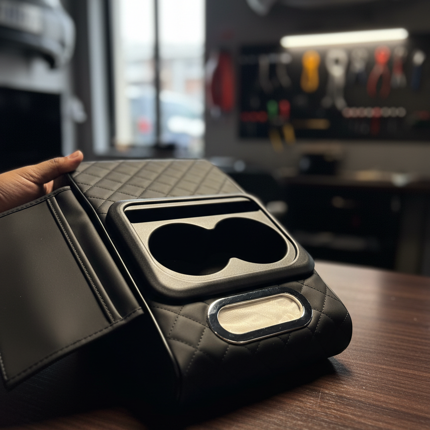 Car Center Console Armrest Cushion With Built-In Cup Holder – Comfortable And Practical Car Accessory For Added Support And Convenient Storage View Gallery - Pakistan