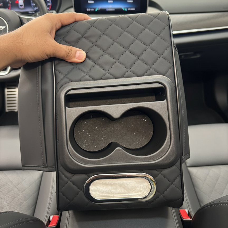 Car Center Console Armrest Cushion With Built-In Cup Holder – Comfortable And Practical Car Accessory For Added Support And Convenient Storage View Gallery - Pakistan