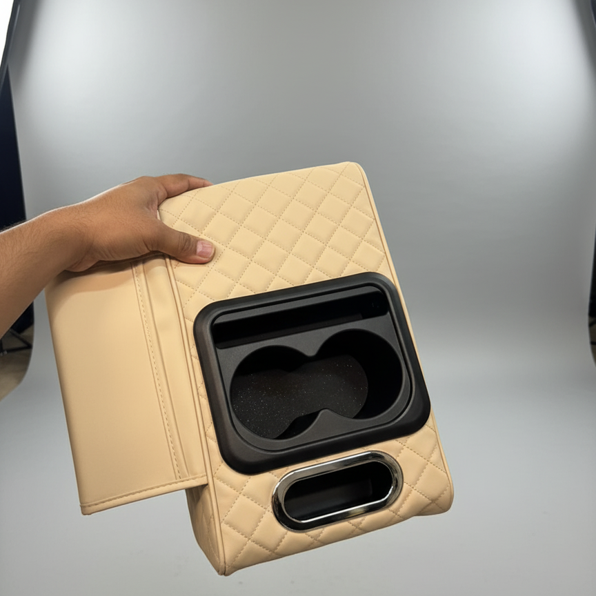Car Center Console Armrest Cushion With Built-In Cup Holder – Comfortable And Practical Car Accessory For Added Support And Convenient Storage View Gallery - Pakistan