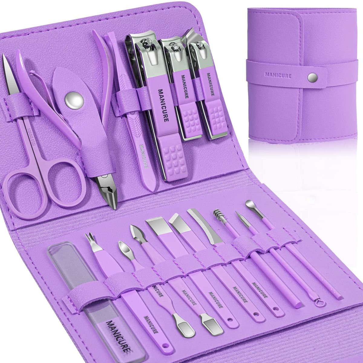 Manicure &amp; Pedicure Kit – Premium Stainless Steel Nail Care Set for Hand, Foot &amp; Facial Grooming | Travel-Friendly Case Included | 16 Pcs Nail Care Set | Beauty Essentials Set ( Random Color ) View Gallery - Pakistan
