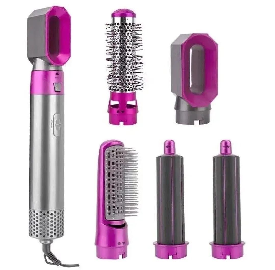 5 In 1 Hair Styler Brush | Hair Dryer, Straightener, Curler & Volumizer | Negative Ionic Air Wrap With Detachable Brush Heads View Gallery - Pakistan