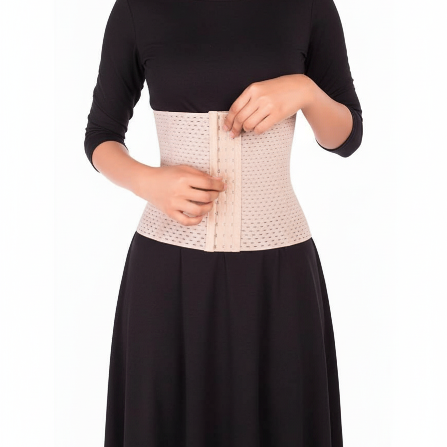 Women Jali Belly Belt | Adjustable Body Shaper Tummy Slimming Belt with Hooks for Waist Training & Posture Support View Gallery - Pakistan
