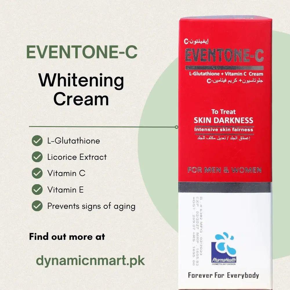 Eventone-C Cream with L-Glutathione & Vitamin C | Advanced Skin Brightening & Anti-Pigmentation Cream for Even, Radiant Skin View Gallery - Pakistan