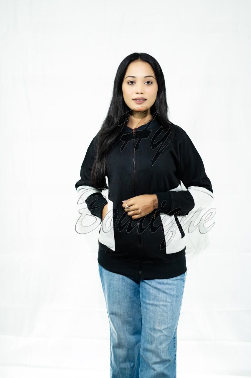 Winter Collection Women’s Black &amp; White Printed Jacket | Stylish &amp; Warm Outerwear | Trendy Winter Fashion for Ladies