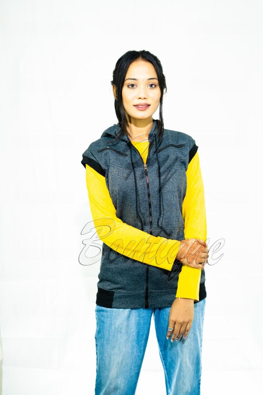Winter Collection Dark Grey Sleeveless Jacket for Women | Stylish &amp; Warm Body Warmer | Trendy Winter Layering Outerwear