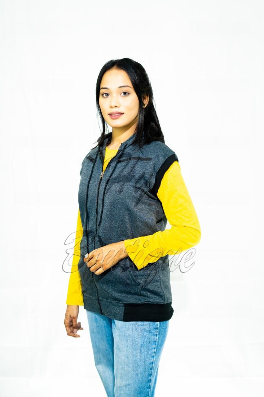 Winter Collection Dark Grey Sleeveless Jacket for Women | Stylish & Warm Body Warmer | Trendy Winter Layering Outerwear View Gallery - Pakistan