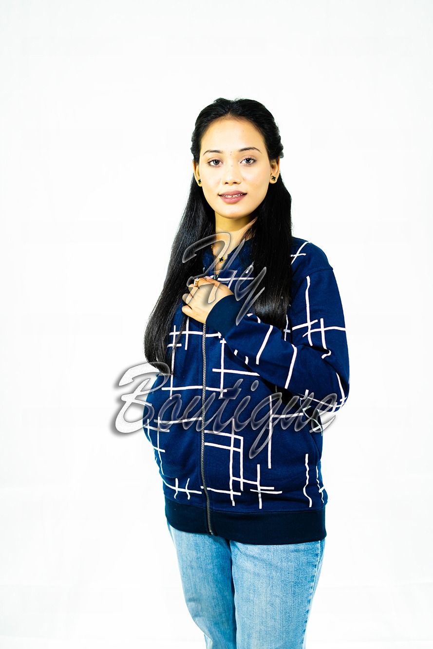 Polka Dot Zipper Jacket for Women & Girls | Stylish, Warm & Trendy Winter Wear | Comfortable Casual Outerwear View Gallery - Pakistan